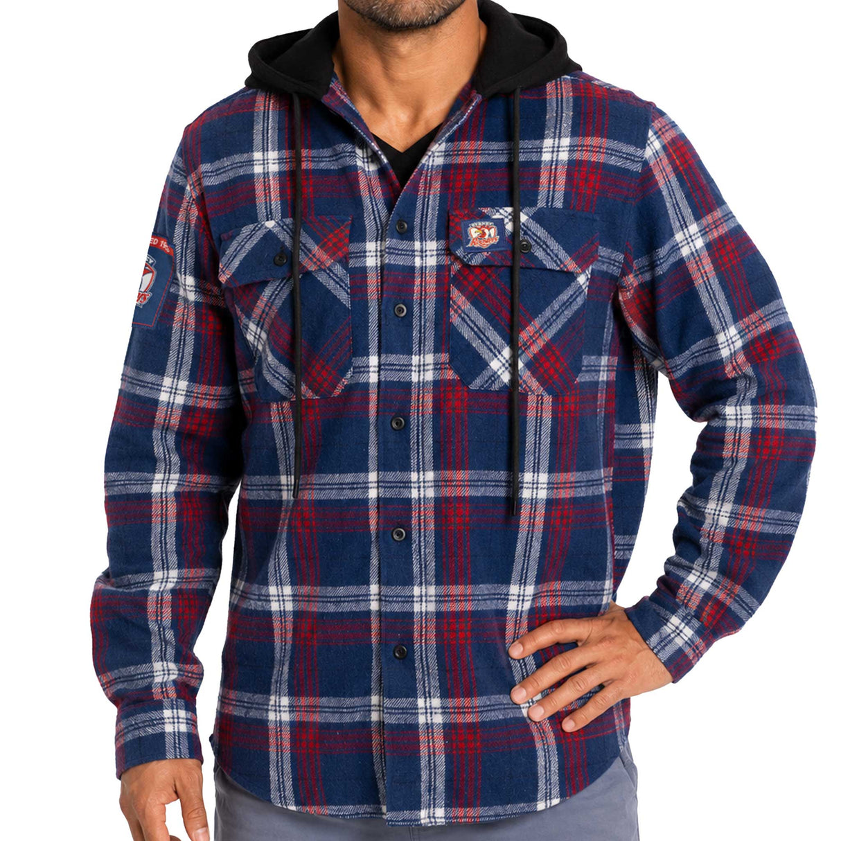 NRL Roosters 'Highland' Hooded Flannel Shirt