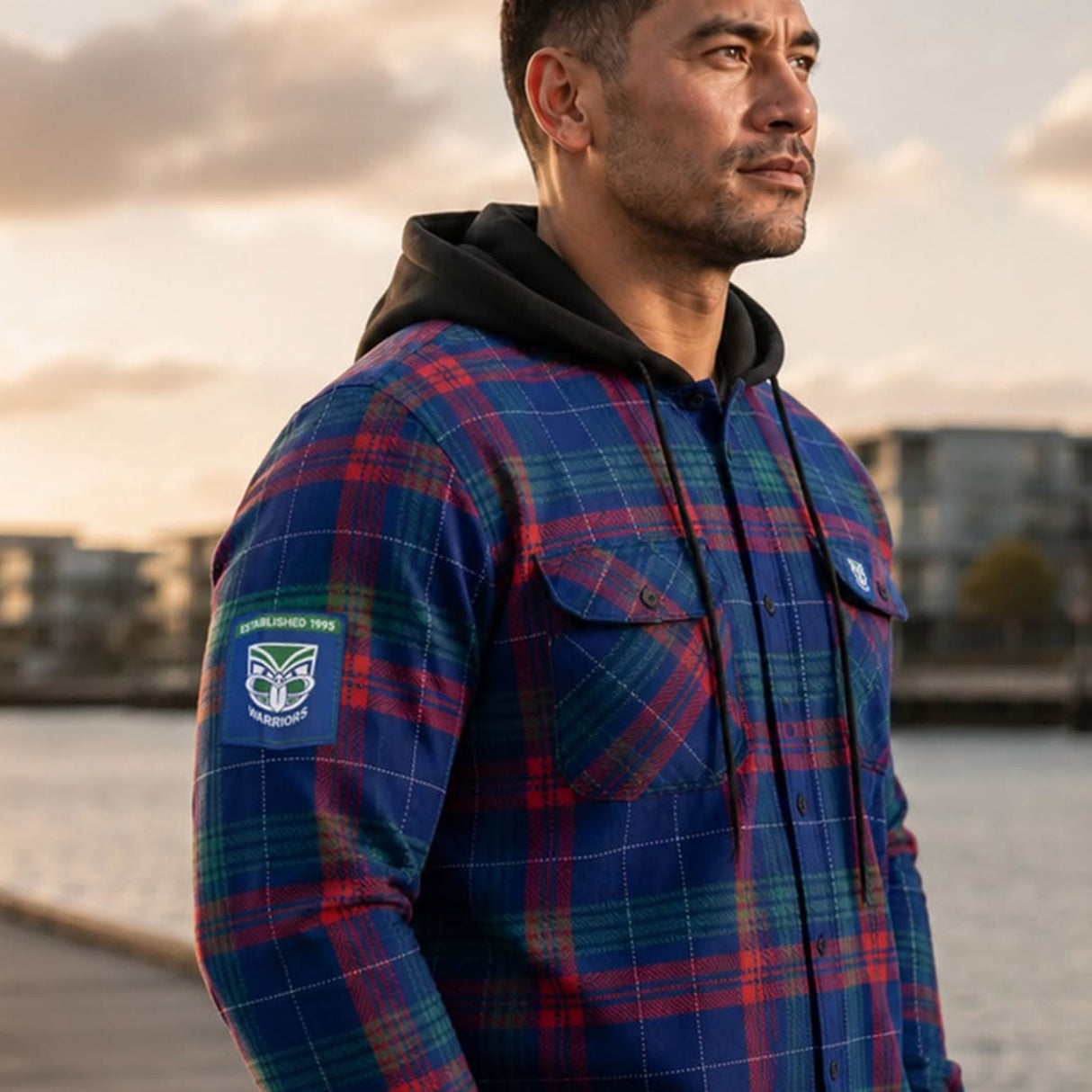 NRL Warriors 'Highland' Hooded Flannel Shirt