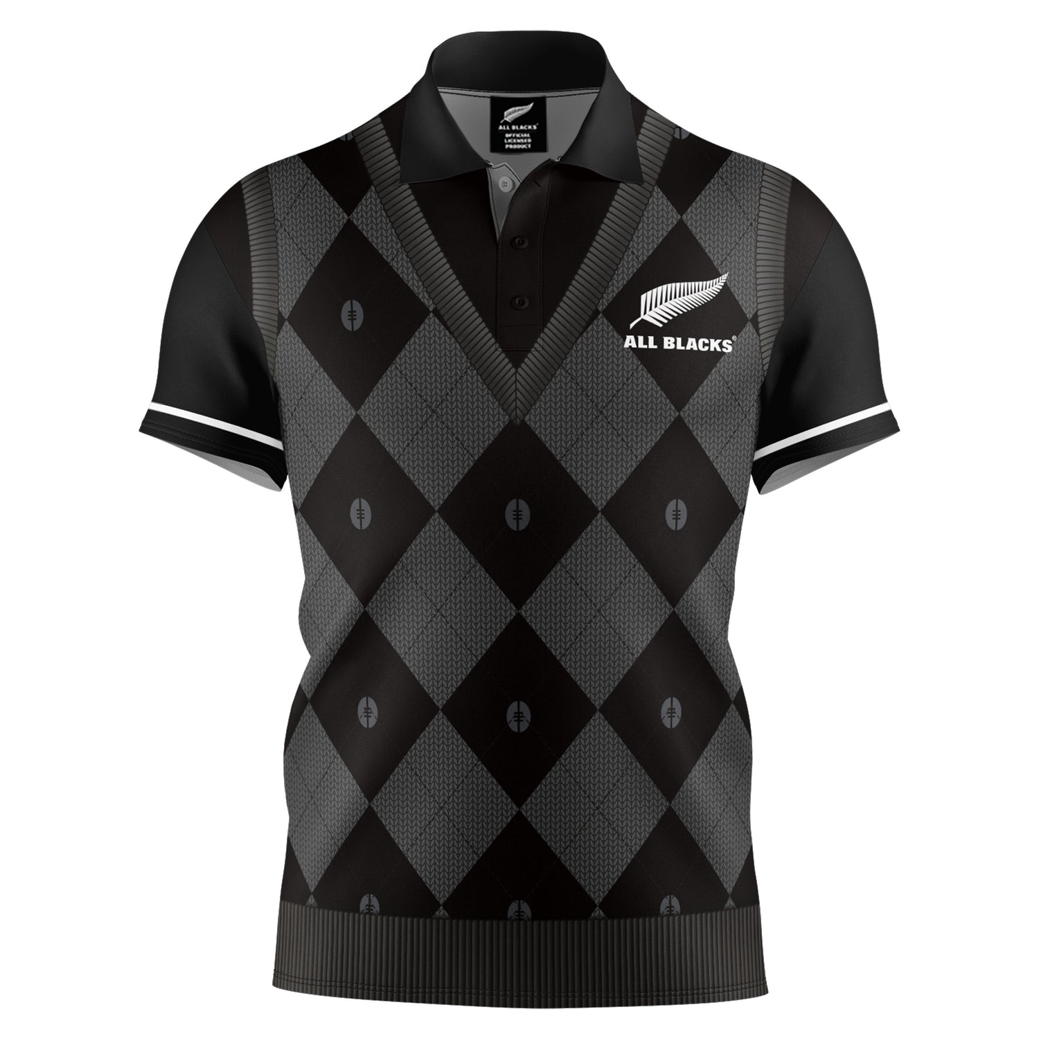 All Blacks 'Argyle' Spring Polo