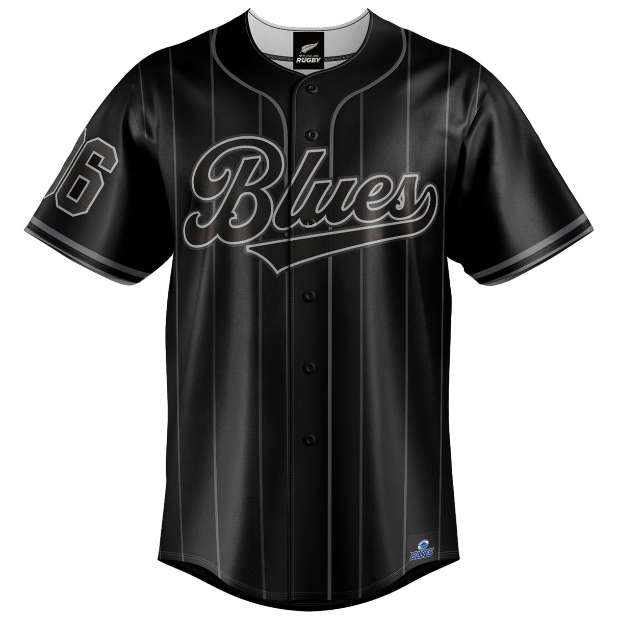NZ Blues Blackout Baseball Shirt - Youth