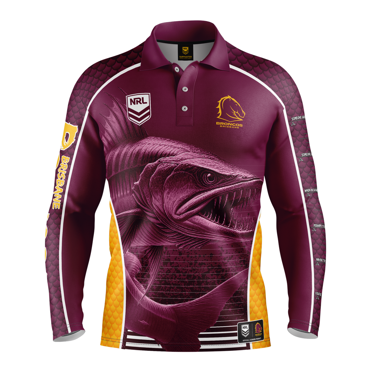 NRL Broncos 'Barracuda' Fishing Shirt - Adult