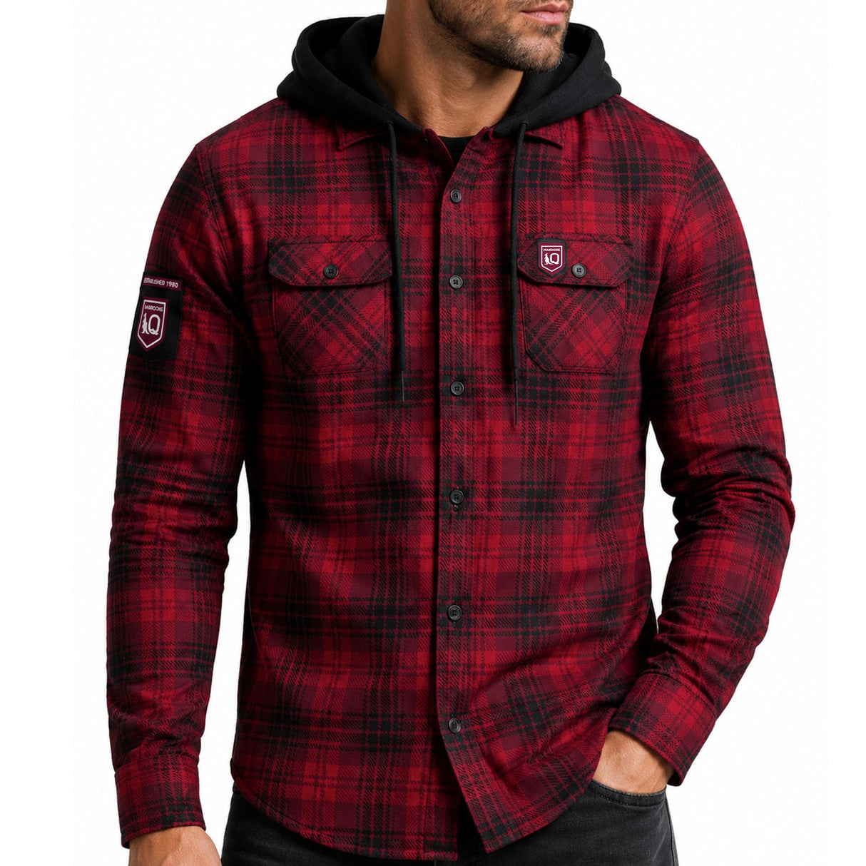 QLD Maroons 'Highland' Hooded Flannel Shirt