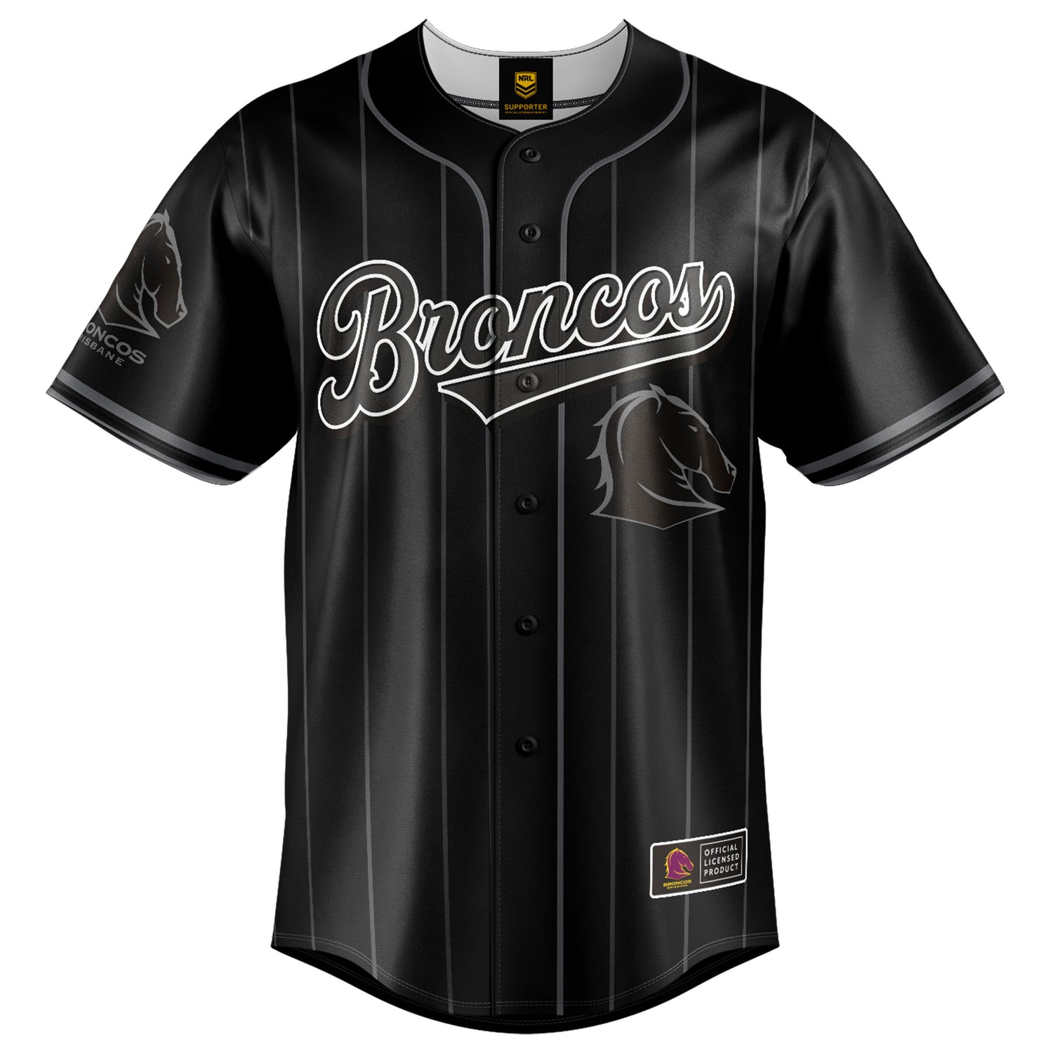 NRL Broncos Blackout Baseball Shirt - Youth