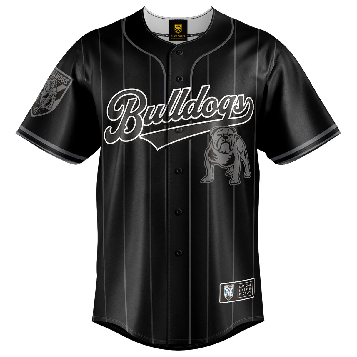 NRL Bulldogs Blackout Baseball Shirt - Adult