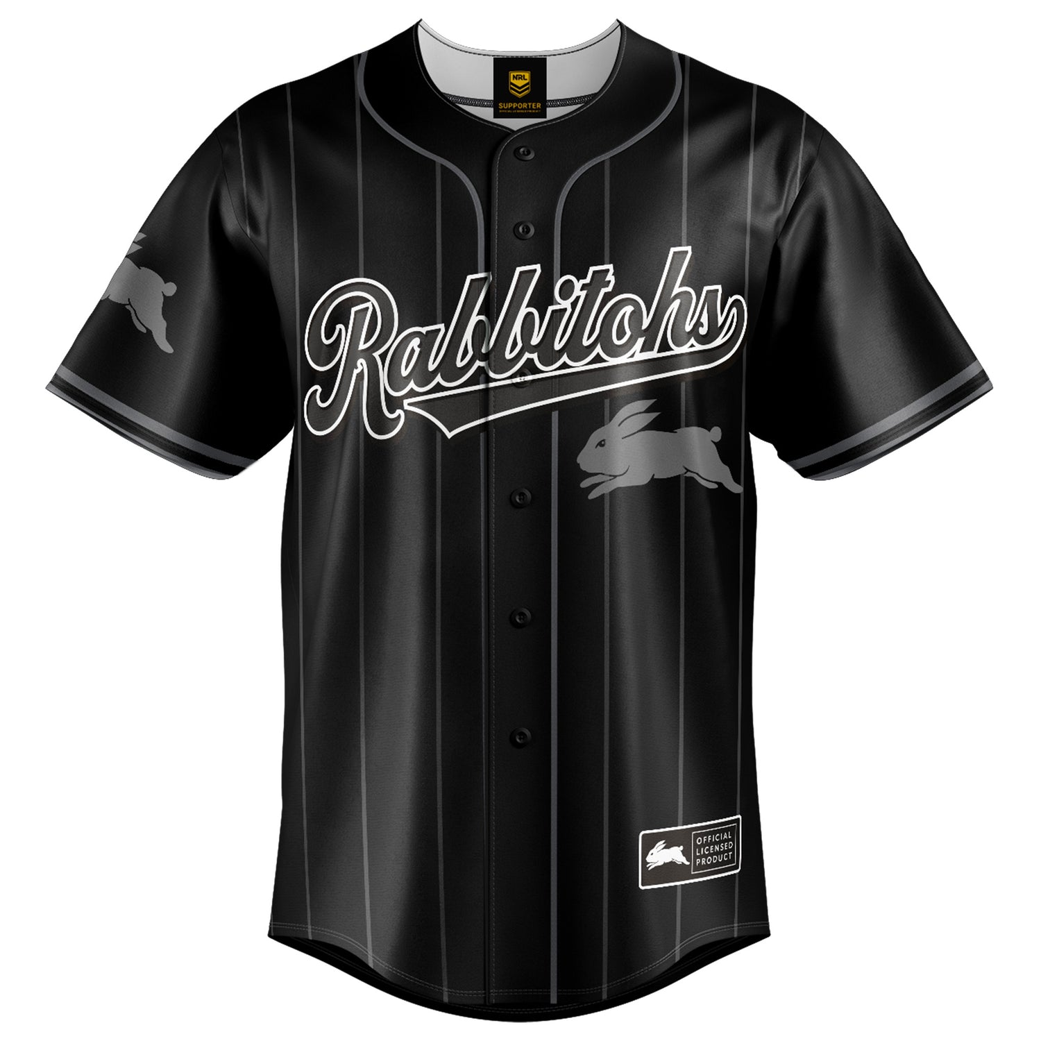 NRL Rabbitohs Blackout Baseball Shirt - Youth