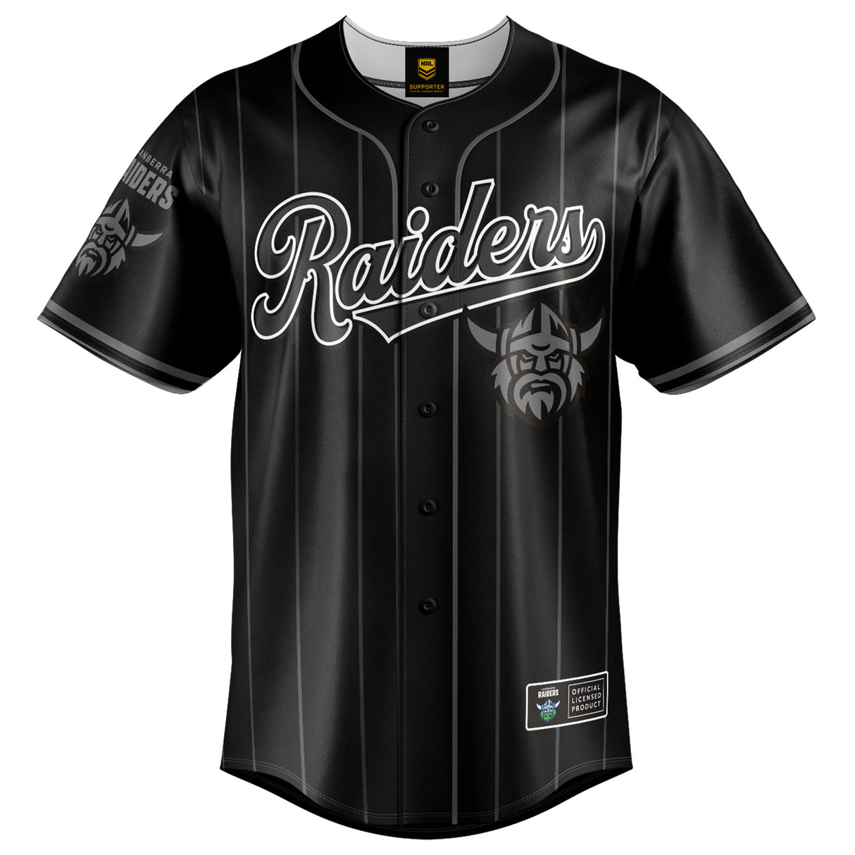 NRL Raiders Blackout Baseball Shirt - Adult