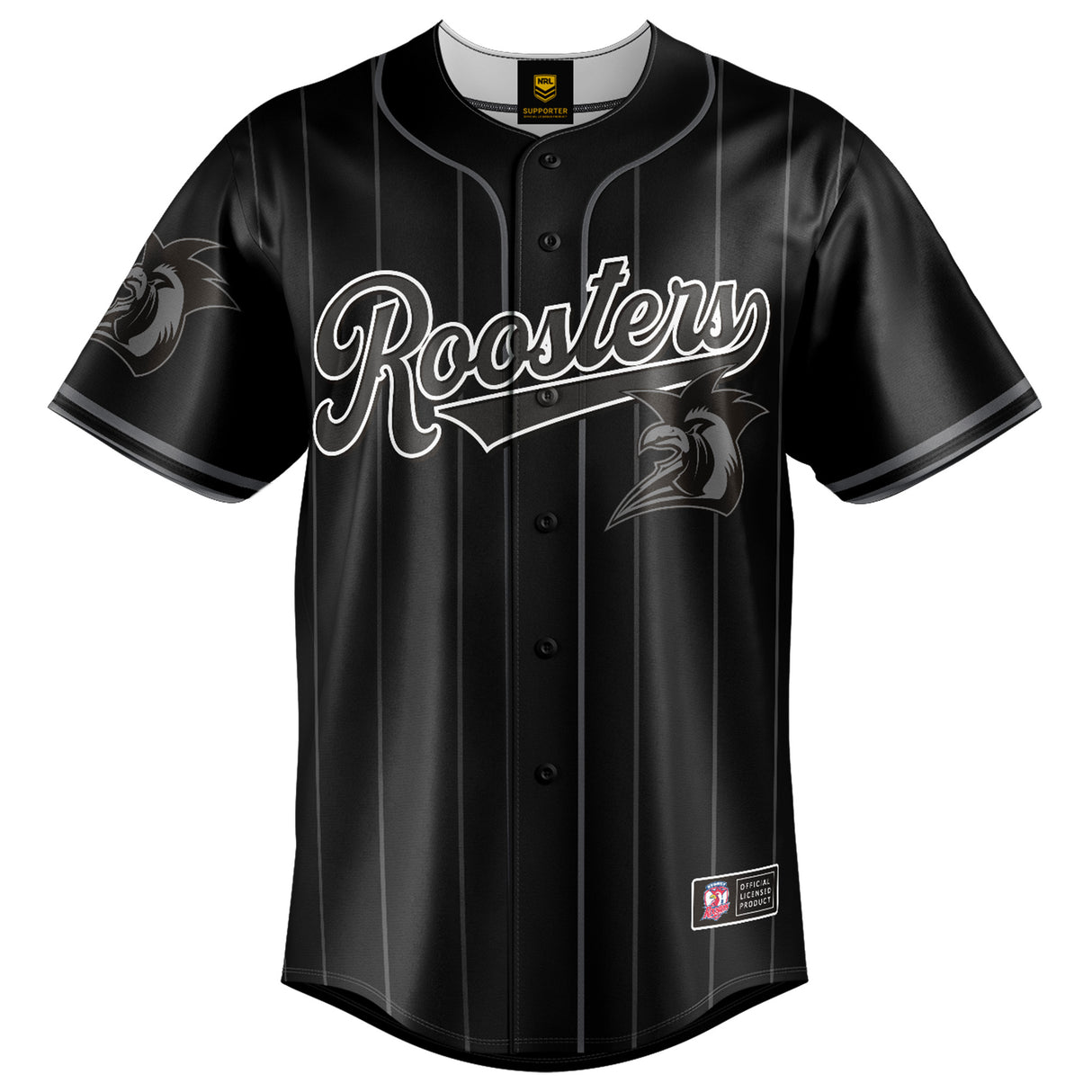 NRL Roosters Blackout Baseball Shirt - Youth