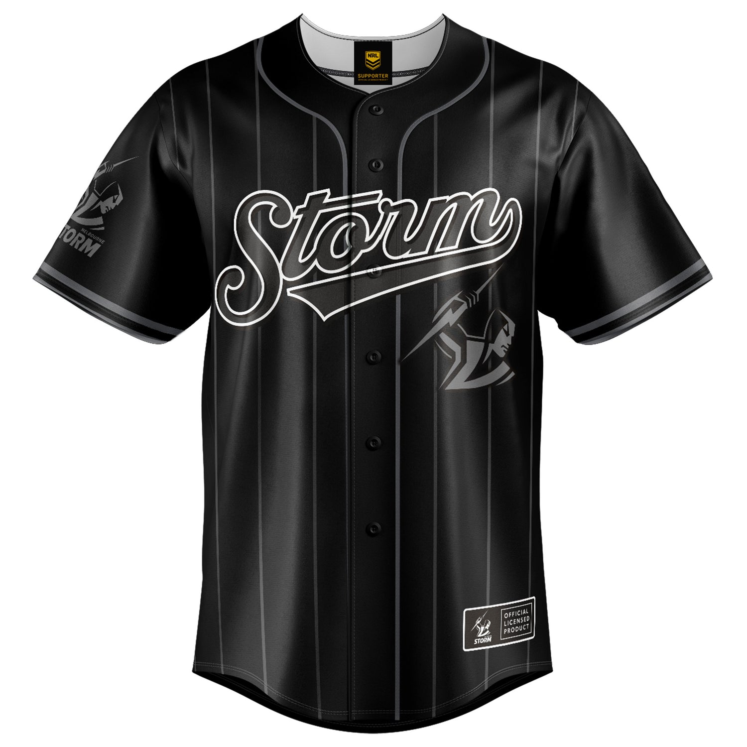 NRL Storm Blackout Baseball Shirt - Youth