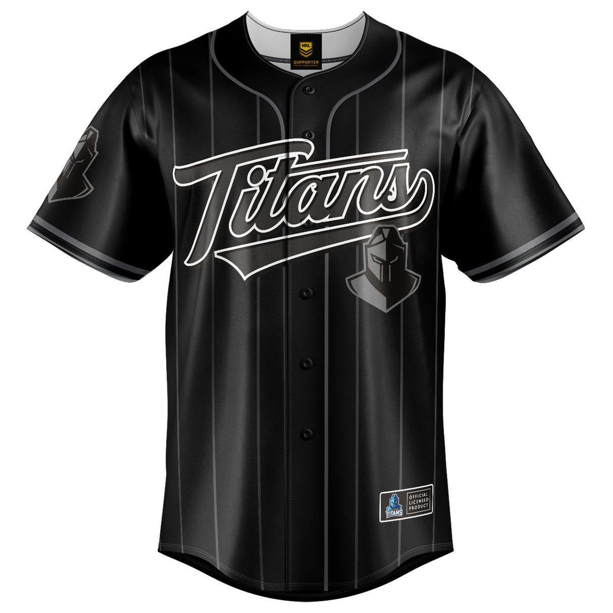 NRL Titans Blackout Baseball Shirt - Adult