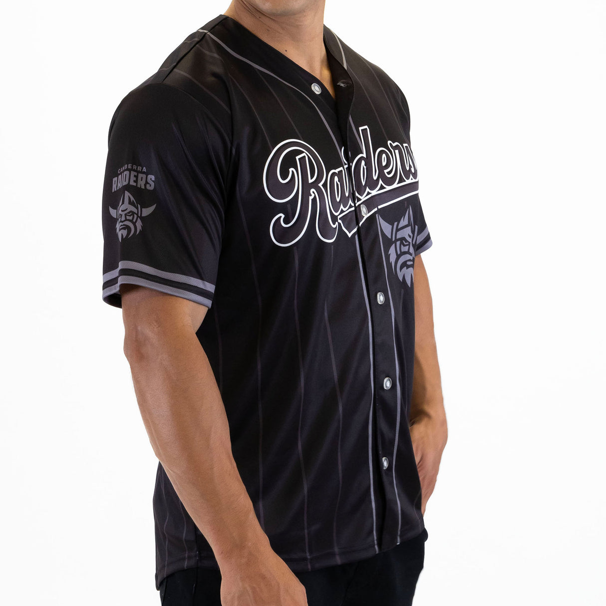 NRL Raiders Blackout Baseball Shirt - Adult