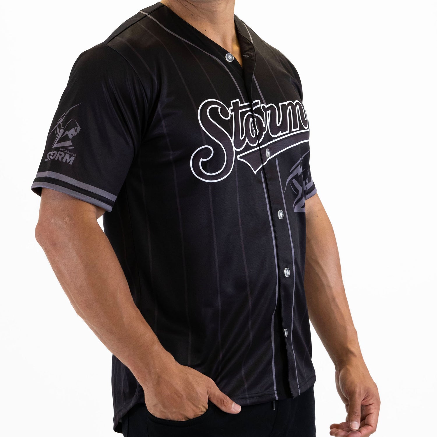 NRL Storm Blackout Baseball Shirt - Adult