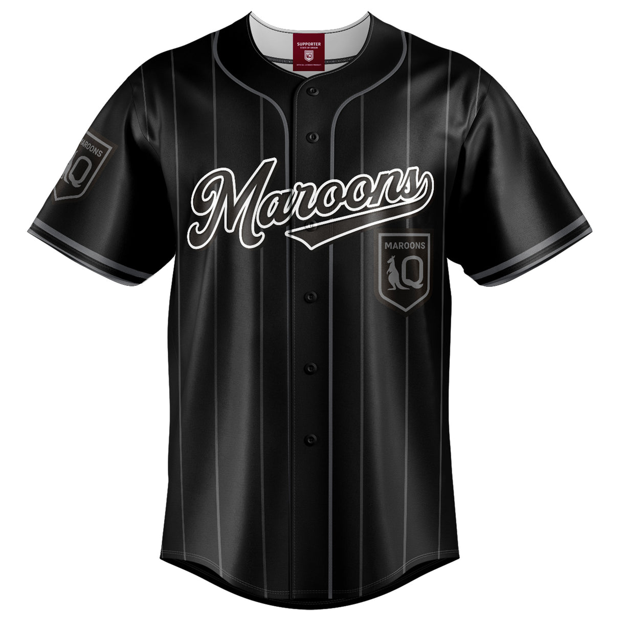 QLD Maroons Blackout Baseball Shirt - Adult
