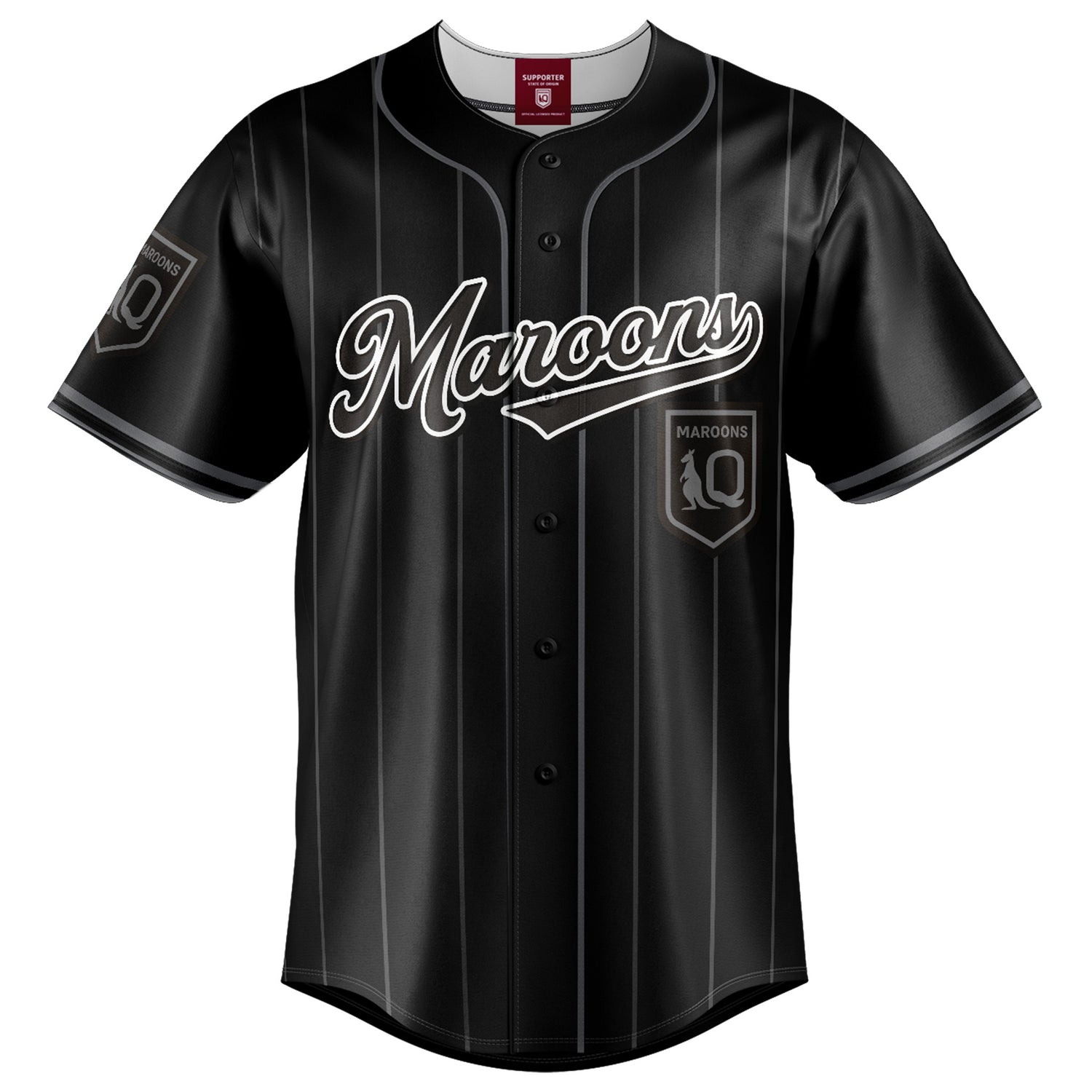 QLD Maroons Blackout Baseball Shirt - Adult