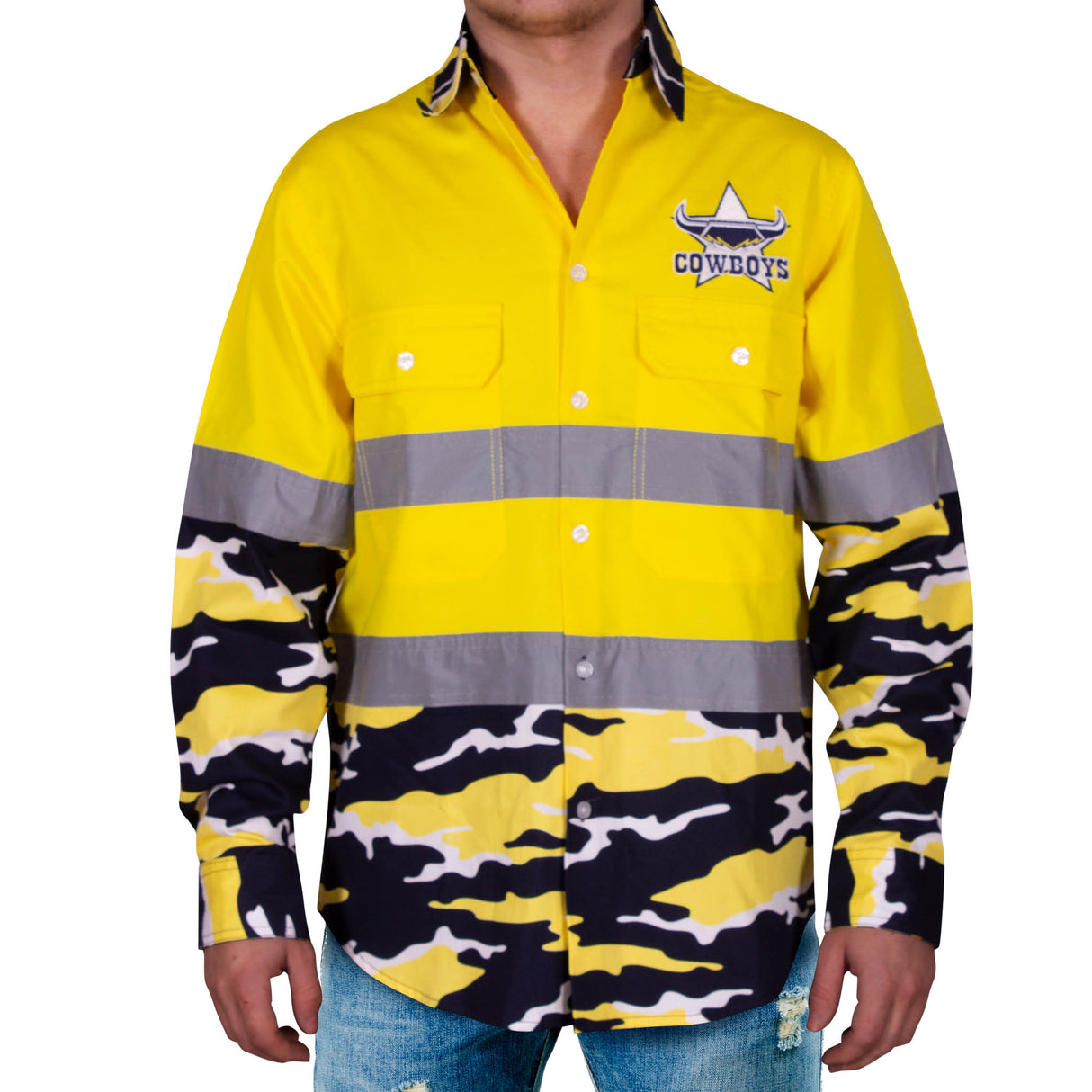 NRL Cowboys 'Camo' Hi-Vis Work Shirt