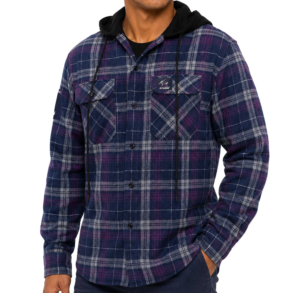NRL Storm 'Highland' Hooded Flannel Shirt