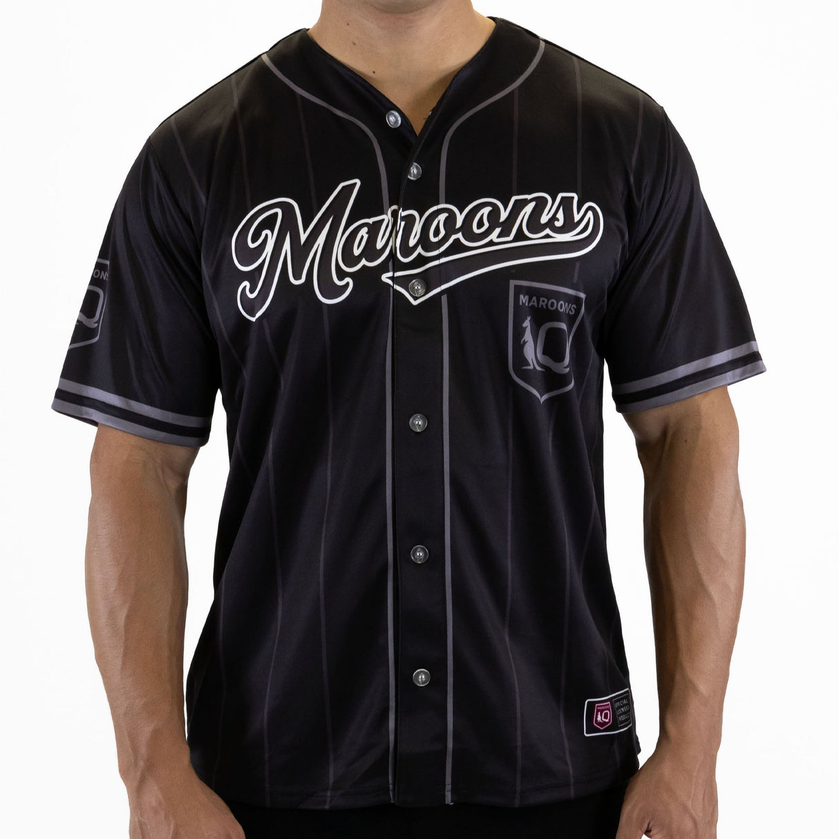 QLD Maroons Blackout Baseball Shirt - Adult