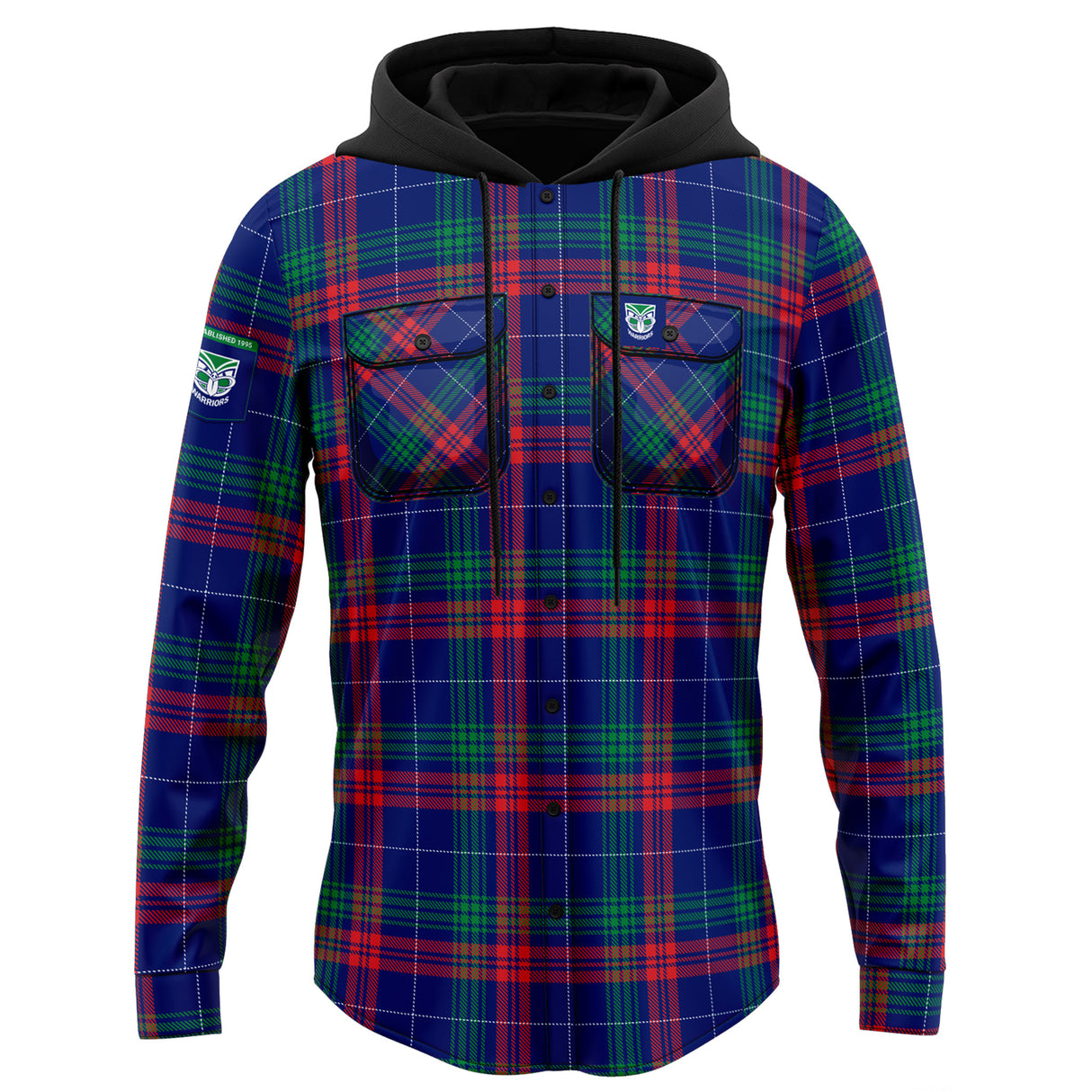 NRL Warriors 'Highland' Hooded Flannel Shirt