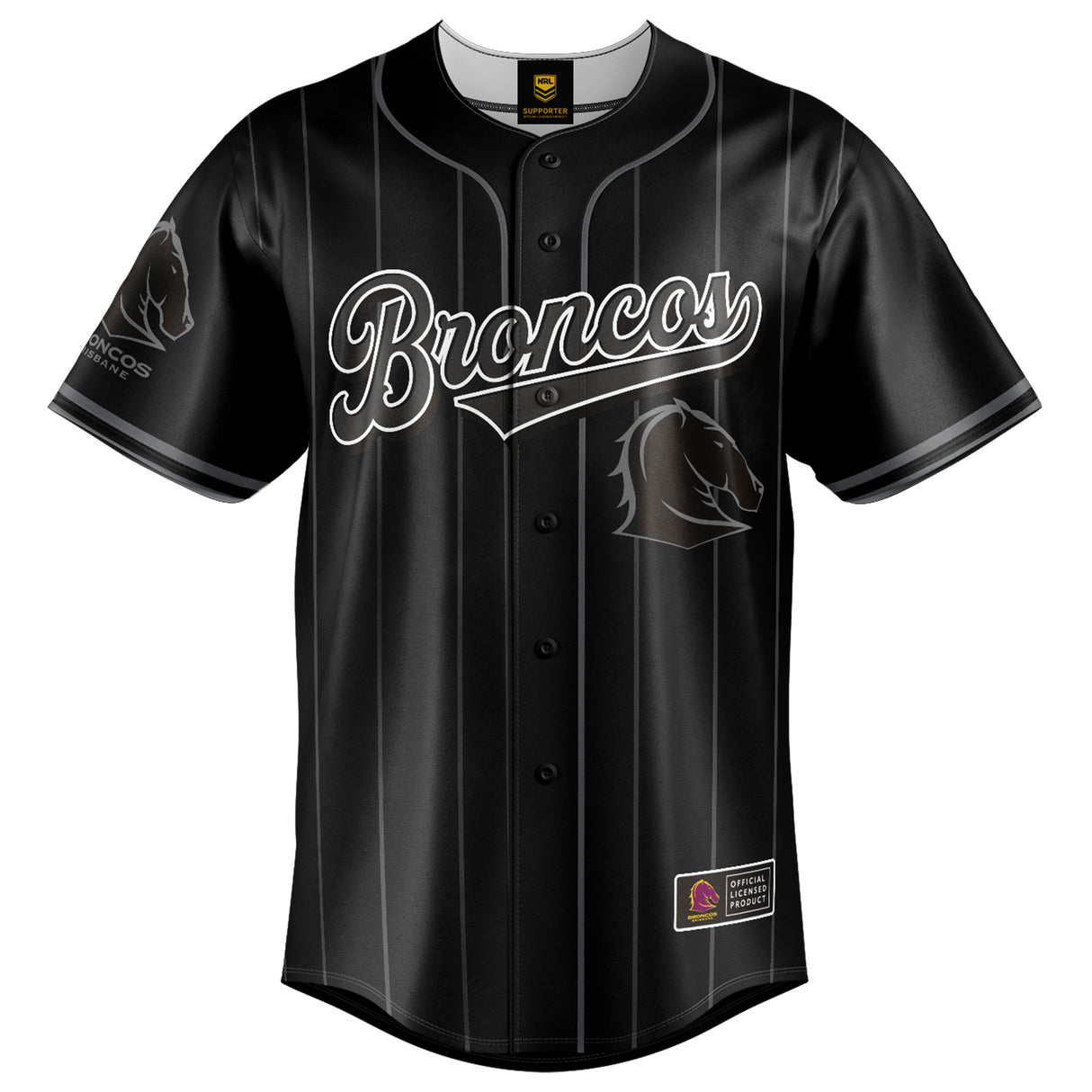 NRL Broncos Blackout Baseball Shirt - Adult
