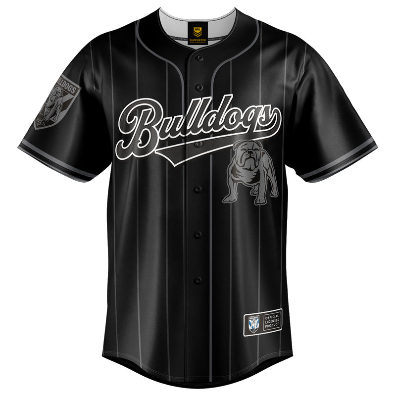 NRL Bulldogs Blackout Baseball Shirt - Adult