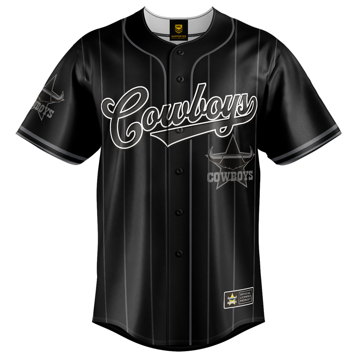 NRL Cowboys Blackout Baseball Shirt - Youth