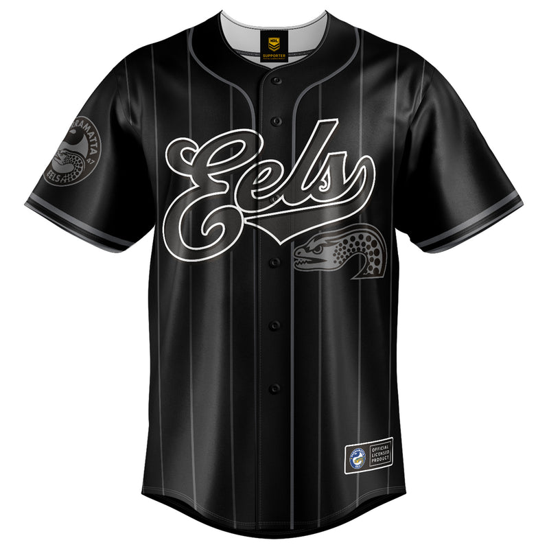 NRL Eels Blackout Baseball Shirt - Adult