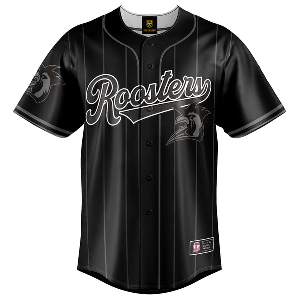 NRL Roosters Blackout Baseball Shirt - Adult