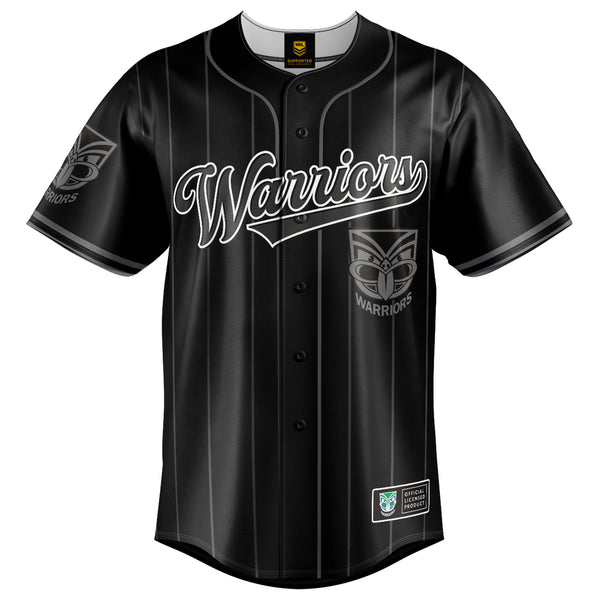 NRL Warriors Blackout Baseball Shirt - Youth