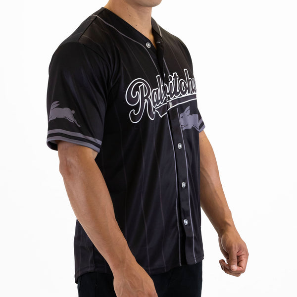 NRL Rabbitohs Blackout Baseball Shirt - Adult